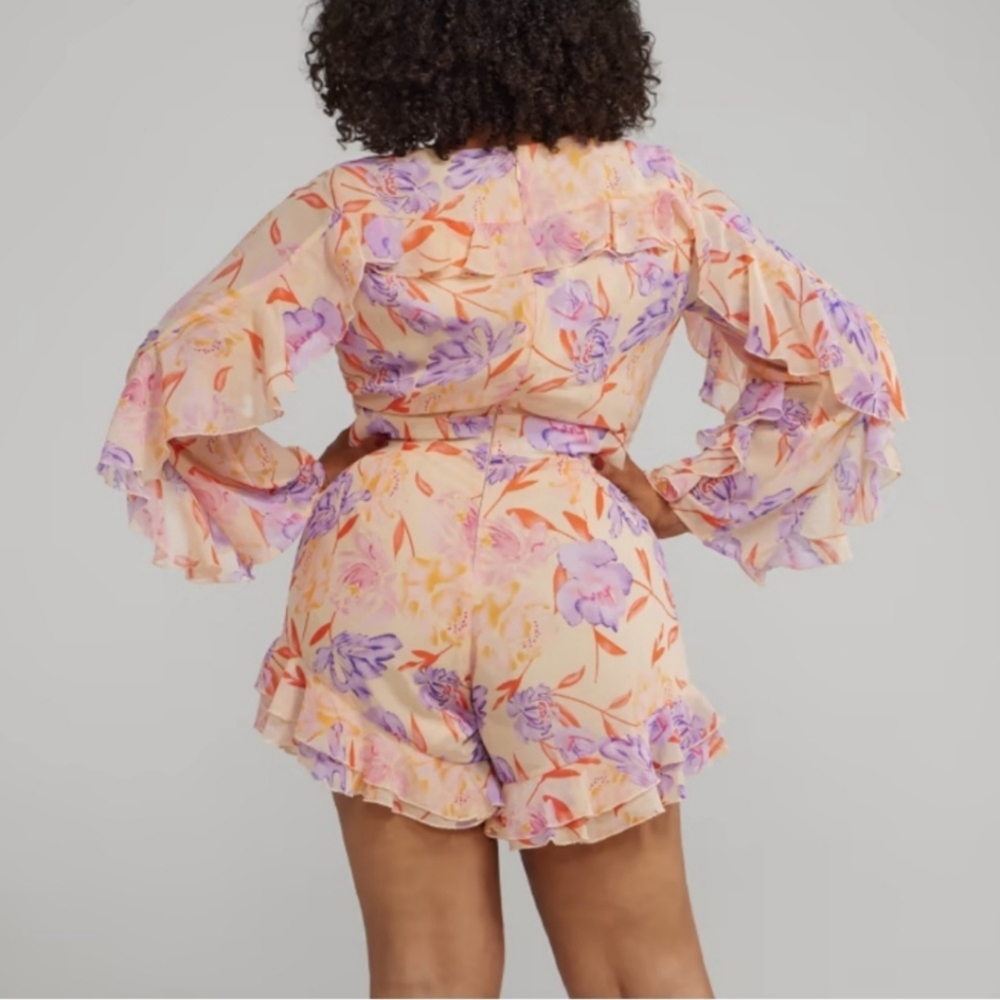 Fashion to Figure Floral Ruffle Romper Women's 0 (L/12) - Picture 2 of 8